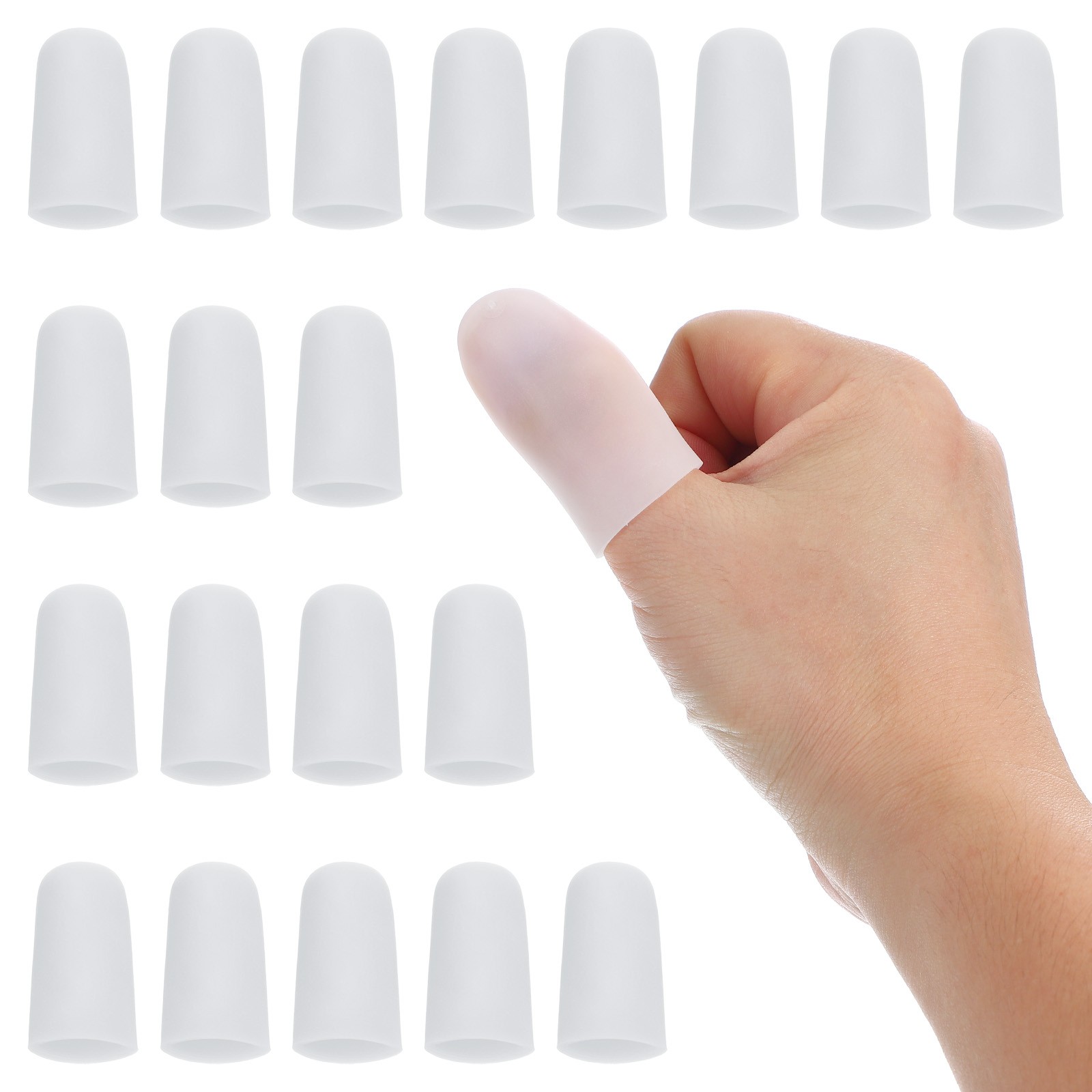 1.6″ Silicone Gel Finger Cots, 20 Pcs Fingertips Sleeve Protector, White