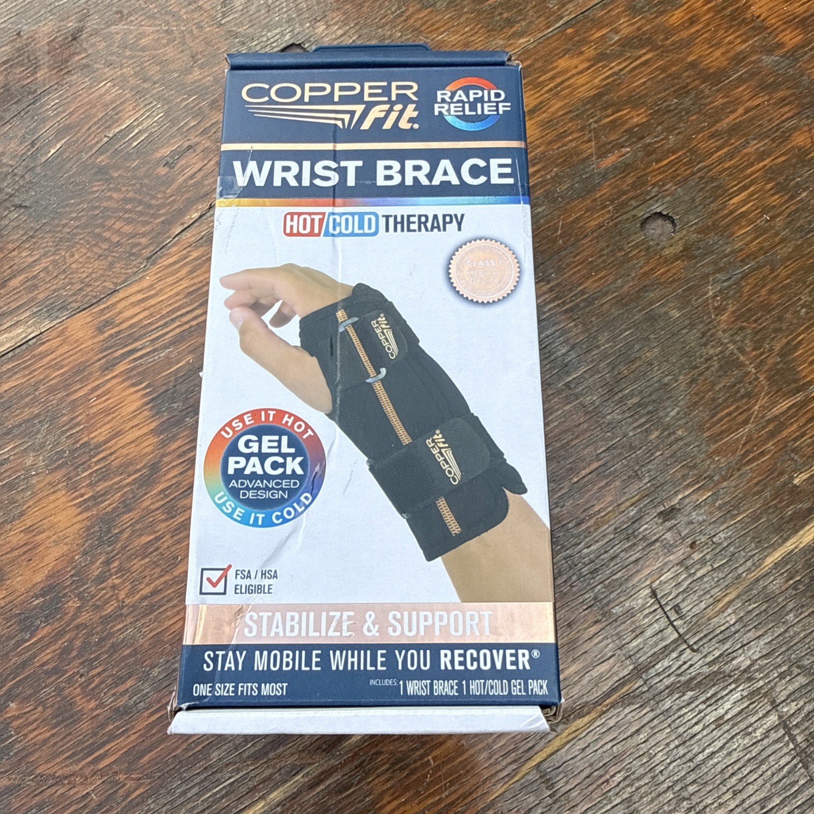 Copper Fit Rapid Relief Hot & Cold Therapy Wrist Brace Gel Pack One Size