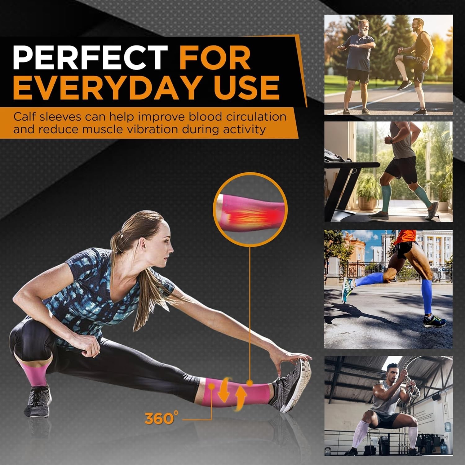 Active Lifestyle Compression Calf Sleeves – Support for All-Day Wear in Pink