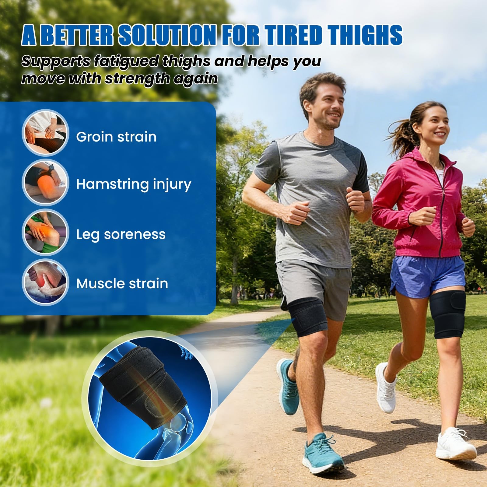 Thigh Compression Sleeve – Adjustable Hamstring Compression Sleeve for Men & …