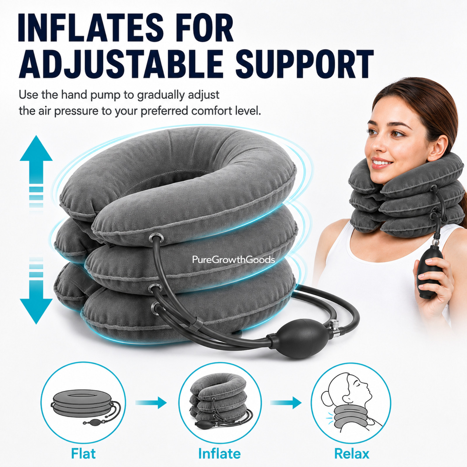 Neck Stretcher Cervical Traction Device Adjustable 3-Layer Neck Relaxer