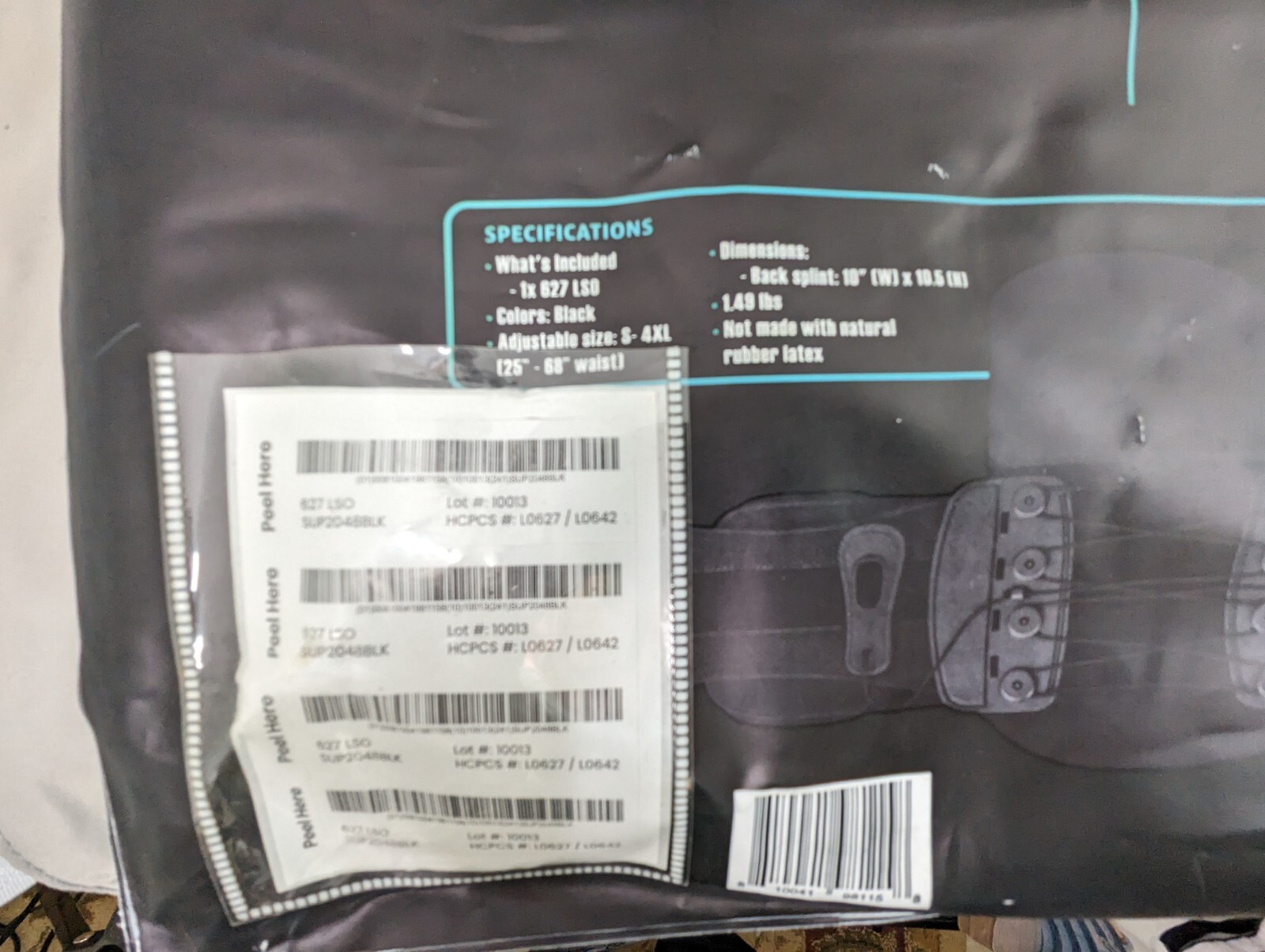 Vive Coretech Lumbar Back Brace SUP2048BLK 627 LSO Hcpcs L0627 L0642 New Sealed