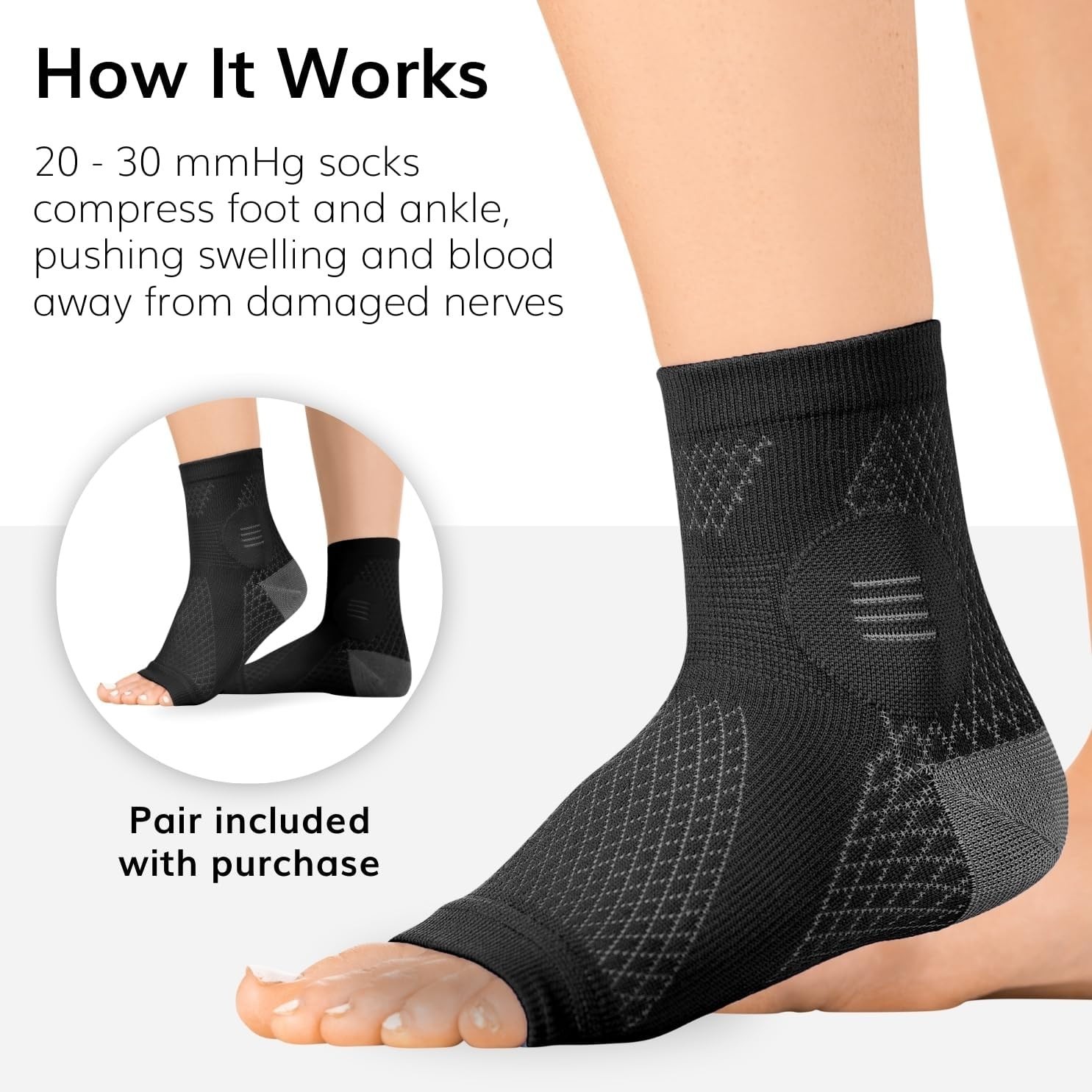 Neuropathy Socks – Peripheral Neuritis Compression Diabetic Toeless Foot Slee…