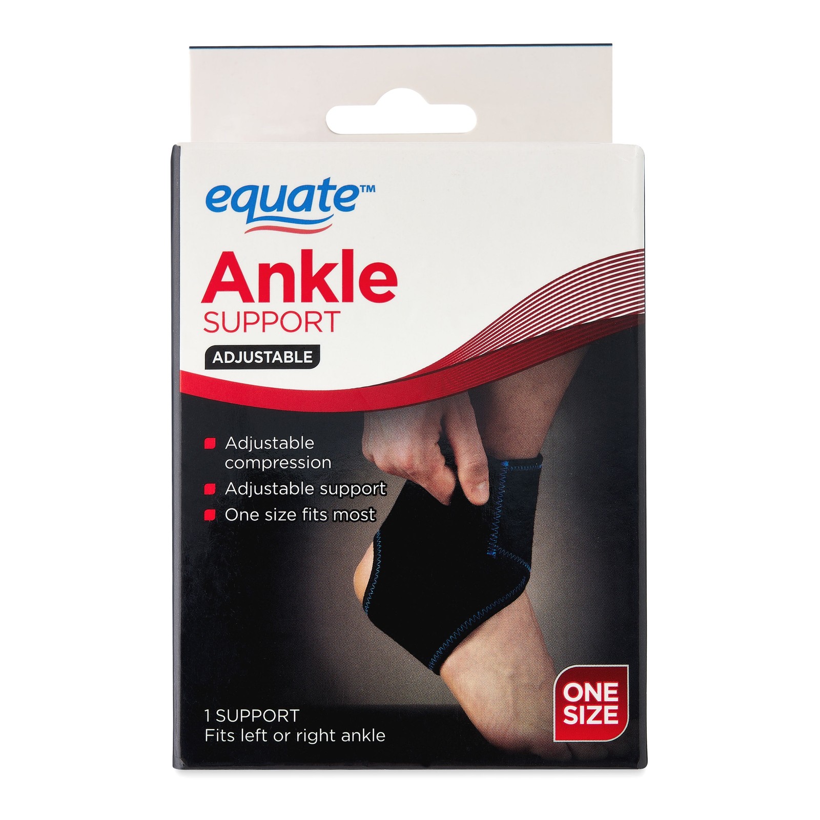 Adjustable Black Ankle Brace Support, One Size Fits Most Sports Stabilizer
