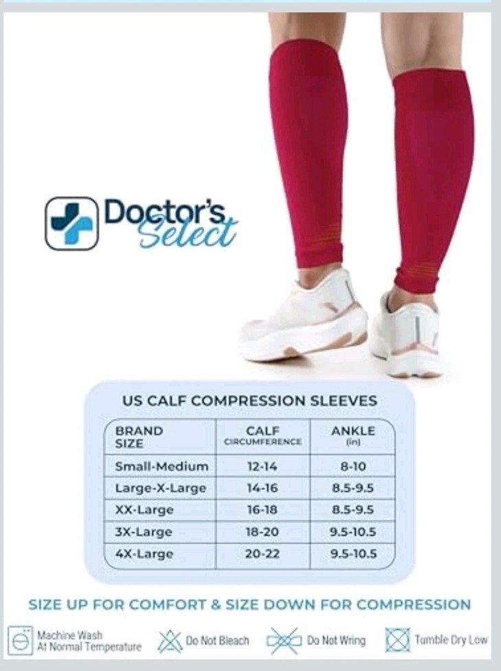 Doctors Select 2 Pairs Copper Calf Leg Compression Sleeve 3XL Pink Purple Unisex