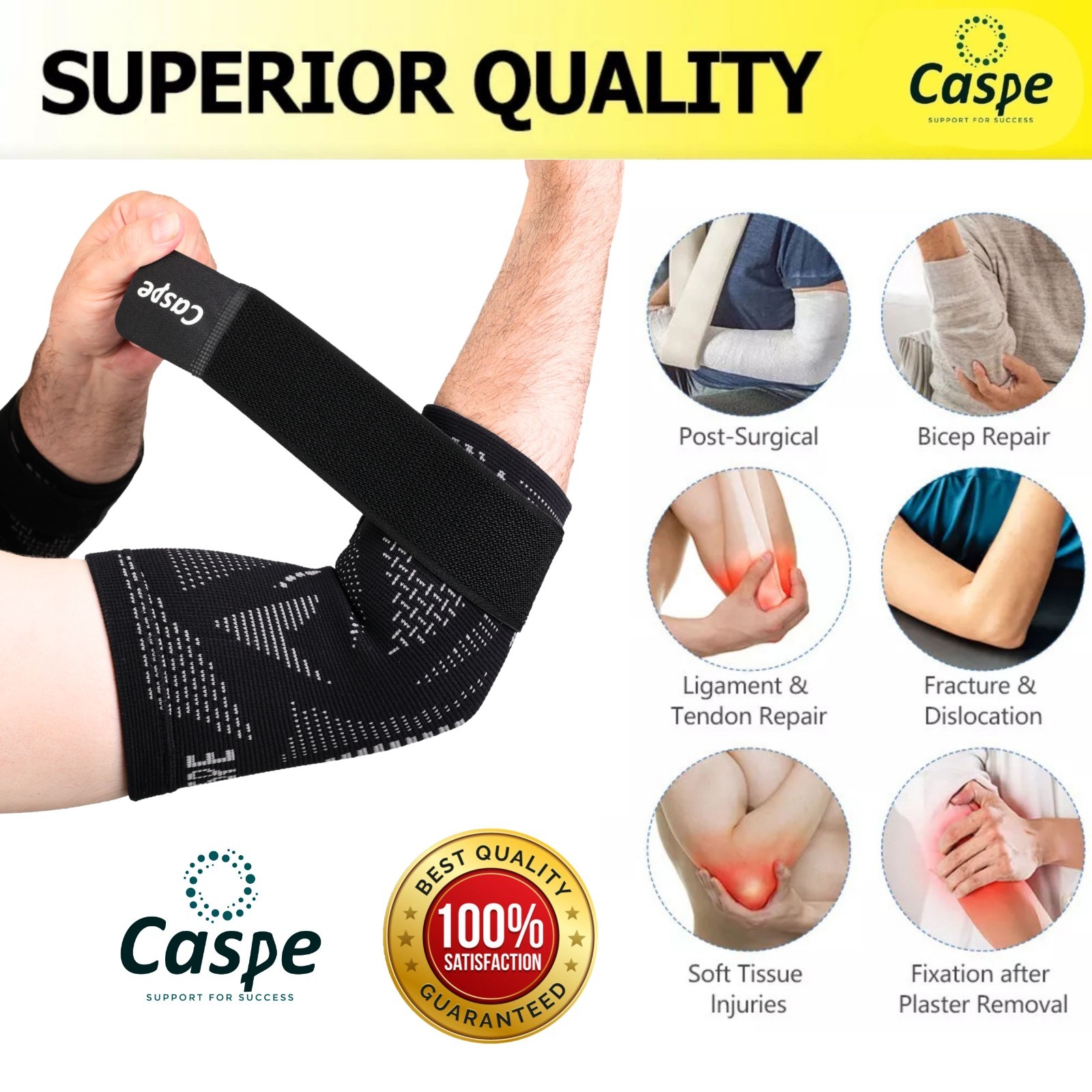 Caspe 2-Pack Elbow Sleeve Brace Wrap Adjustable Support Arm Arthritis Tendonitis