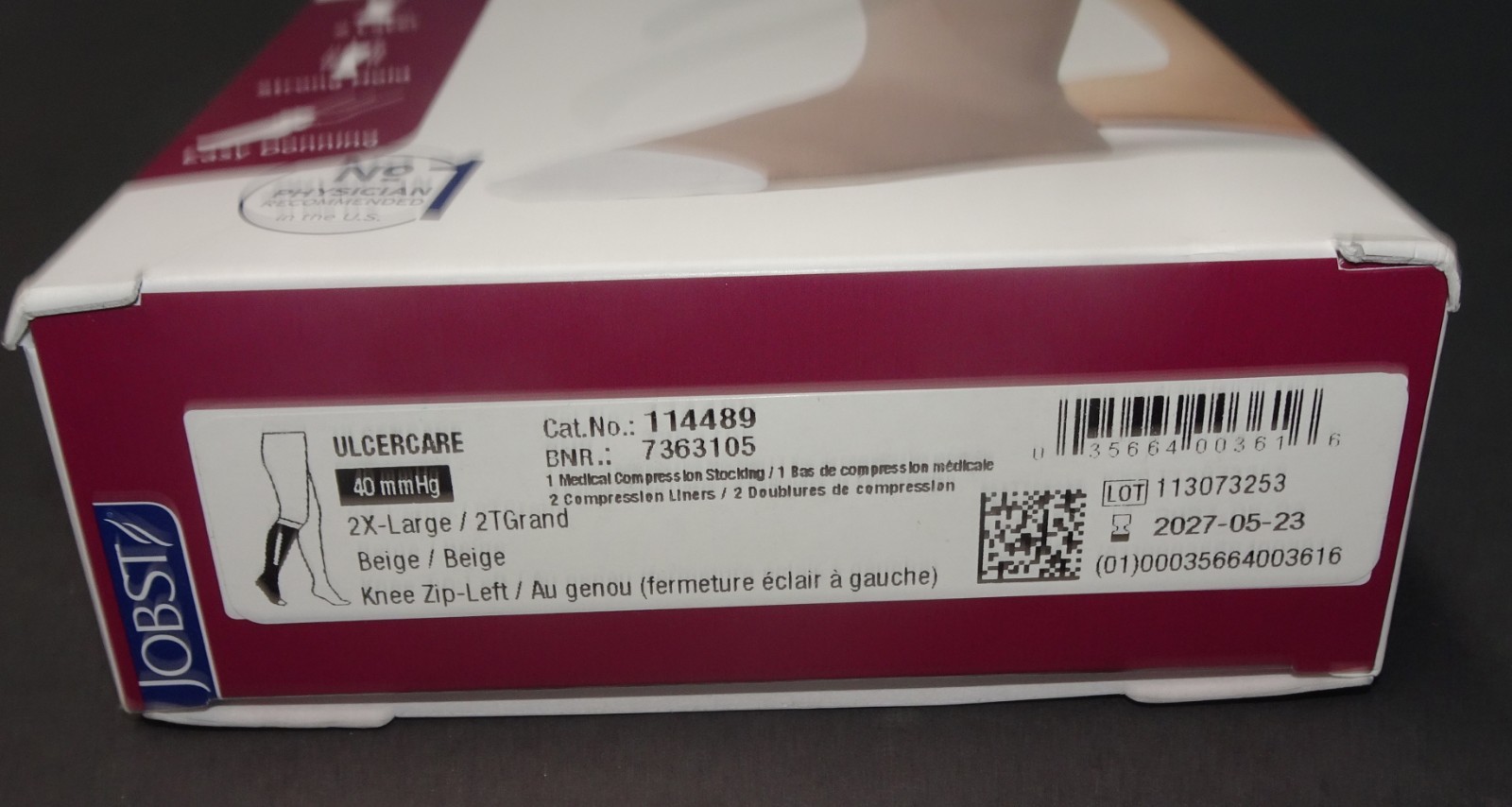 JOBST Medical compression Leg 40 mmhg 114489 2X Large Beige Knee High w/ zipper