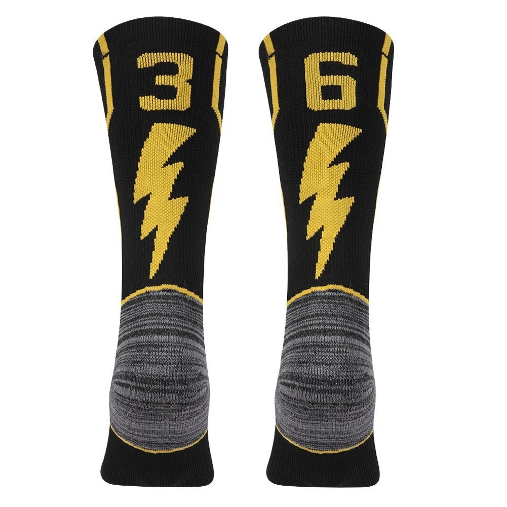 KitNSox Womens Crew Socks, Medium-Large, 36 Or 63 Team Number Black & Gold