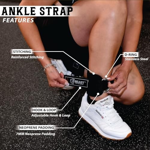 Padded Ankle Strap for Cable Machine – Adjustable Kickbacks, Glutes, Abs & Leg W