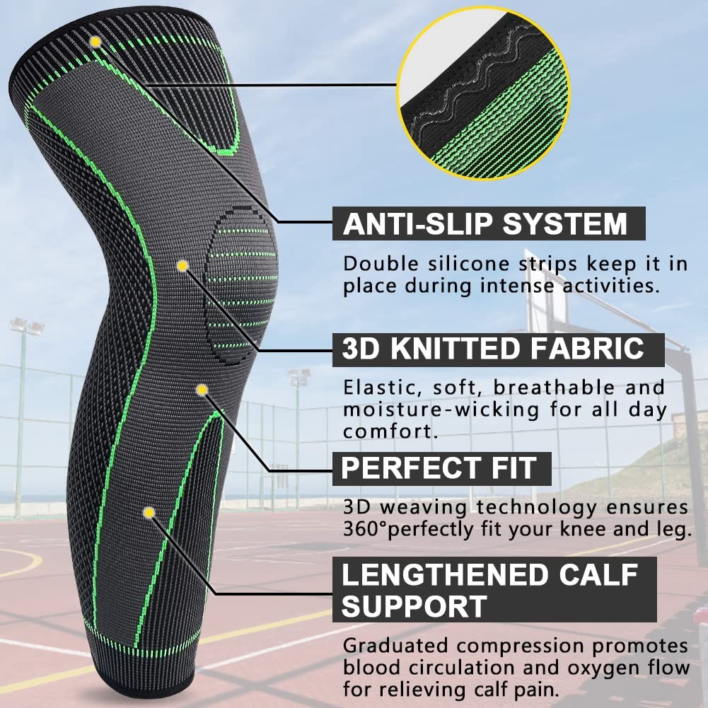 1 Pair Full Leg Compression Sleeves for Women & Men, Extra Long Leg & Calf Br…
