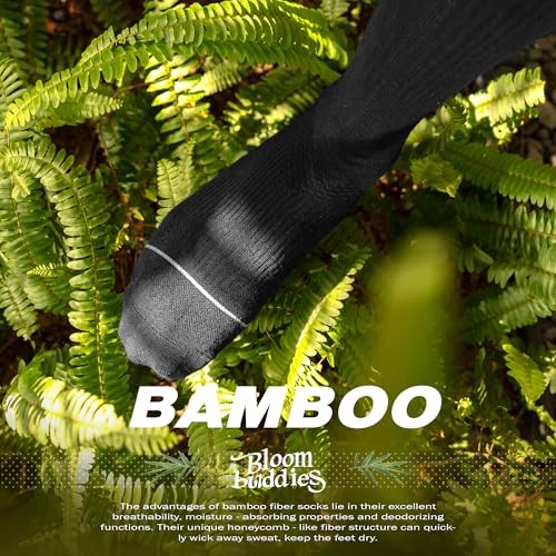 6 Pair Bamboo Viscose Crew Compression Socks For Men Women, 9-13 6 Pairs Black