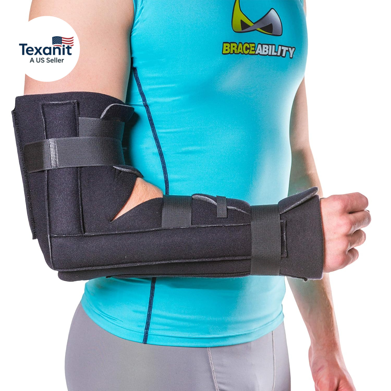 Elbow Immobilizer Brace | Removable Long Arm Cast and Soft Forearm Orthosis Spli