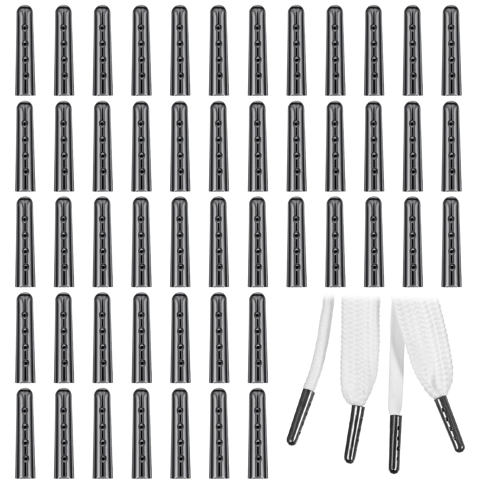 50PCS Aglets for Shoelaces, Alloy Shoe String Tips, Replacement Shoelace Aglets