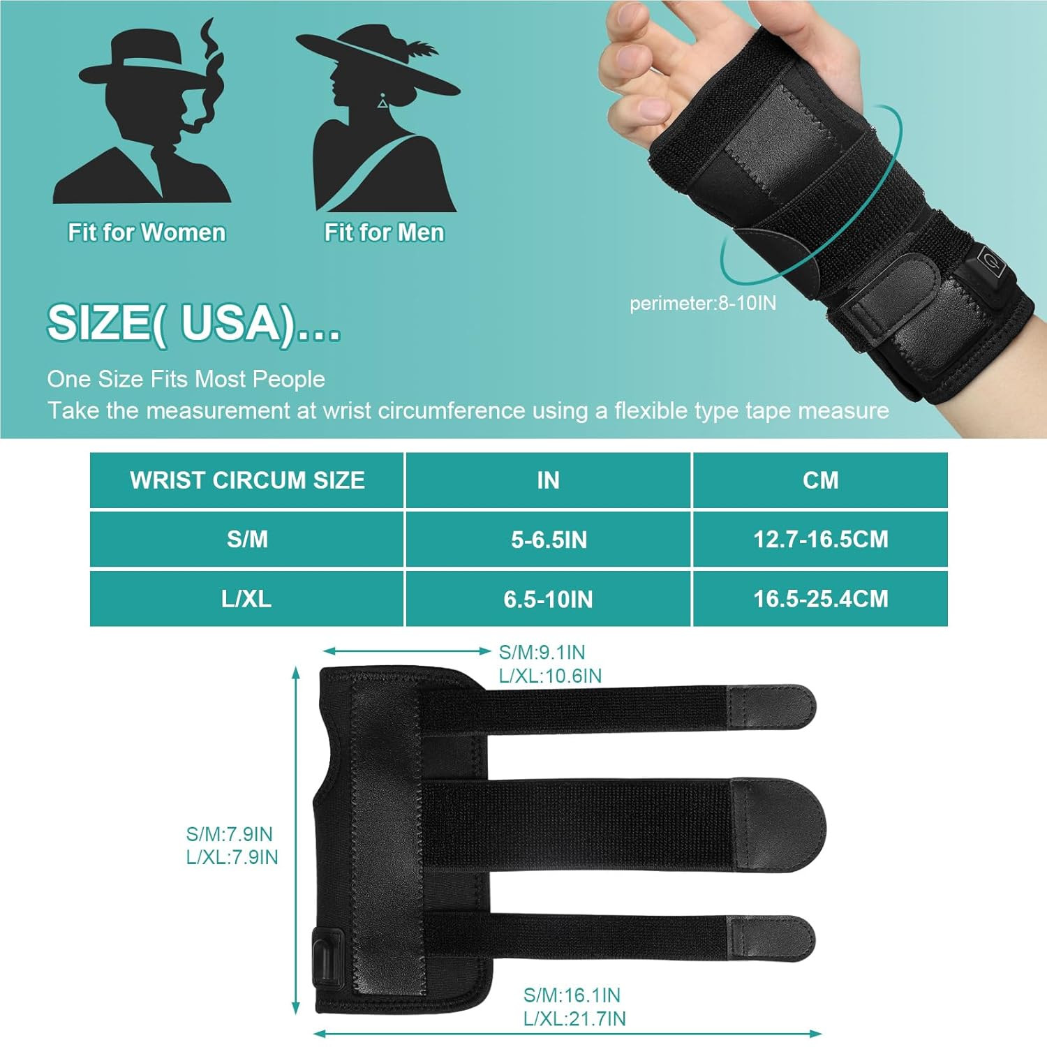 Wrist Thumb Brace Heating Pad for Arthritis and Carpal Tunnel Relief, Heated Wra
