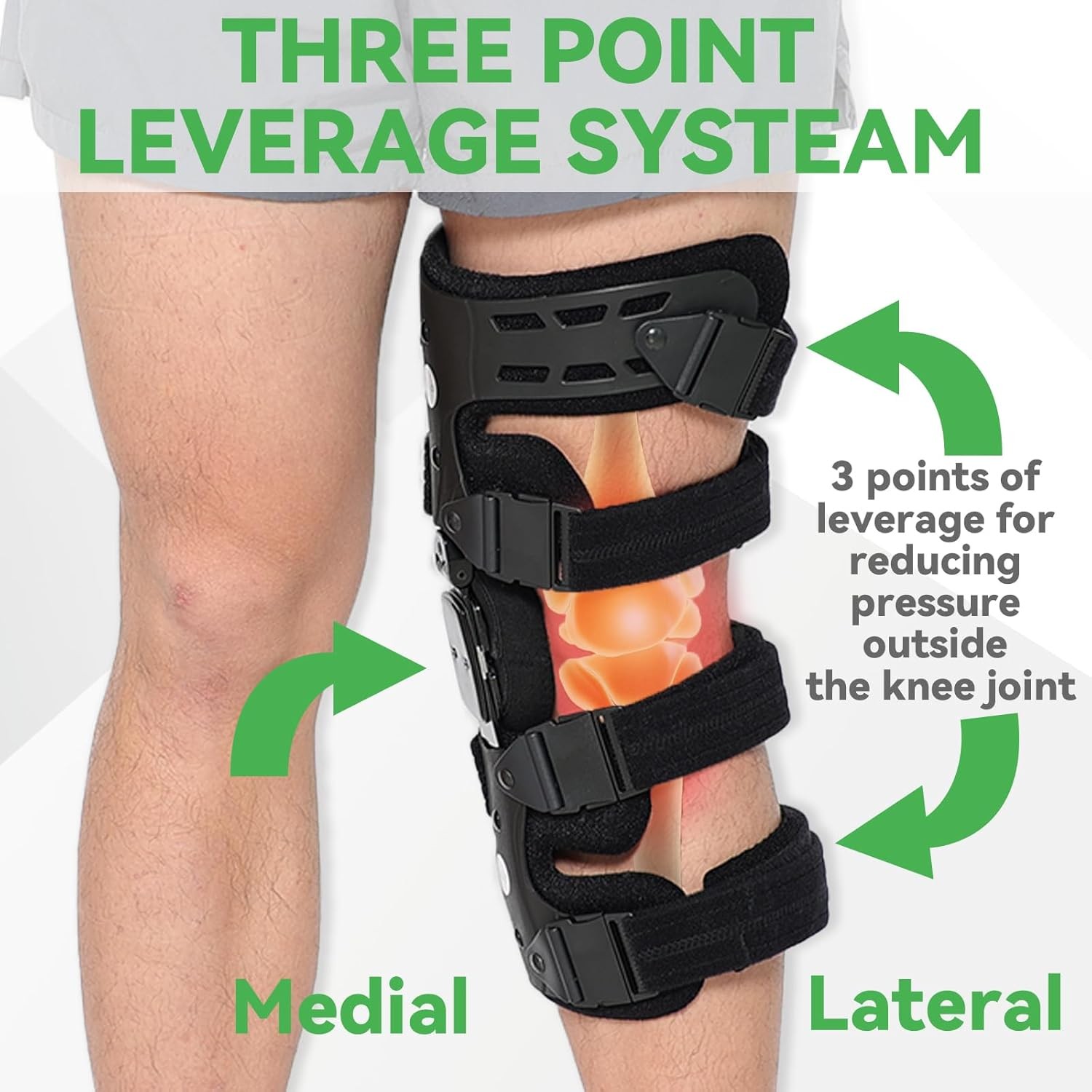 Orthomen offloader knee brace — adjustable, built-in hex key, unisex