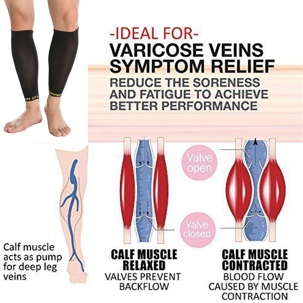 COPPER Compression Calf Sleeve Running Leg Support Brace Sport Shin Splint Socks