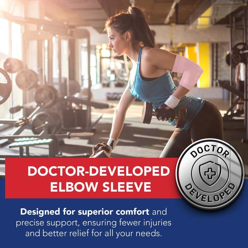 Doctor Developed Ladies Pink Elbow Compression Sleeve for Women and Handbook-…