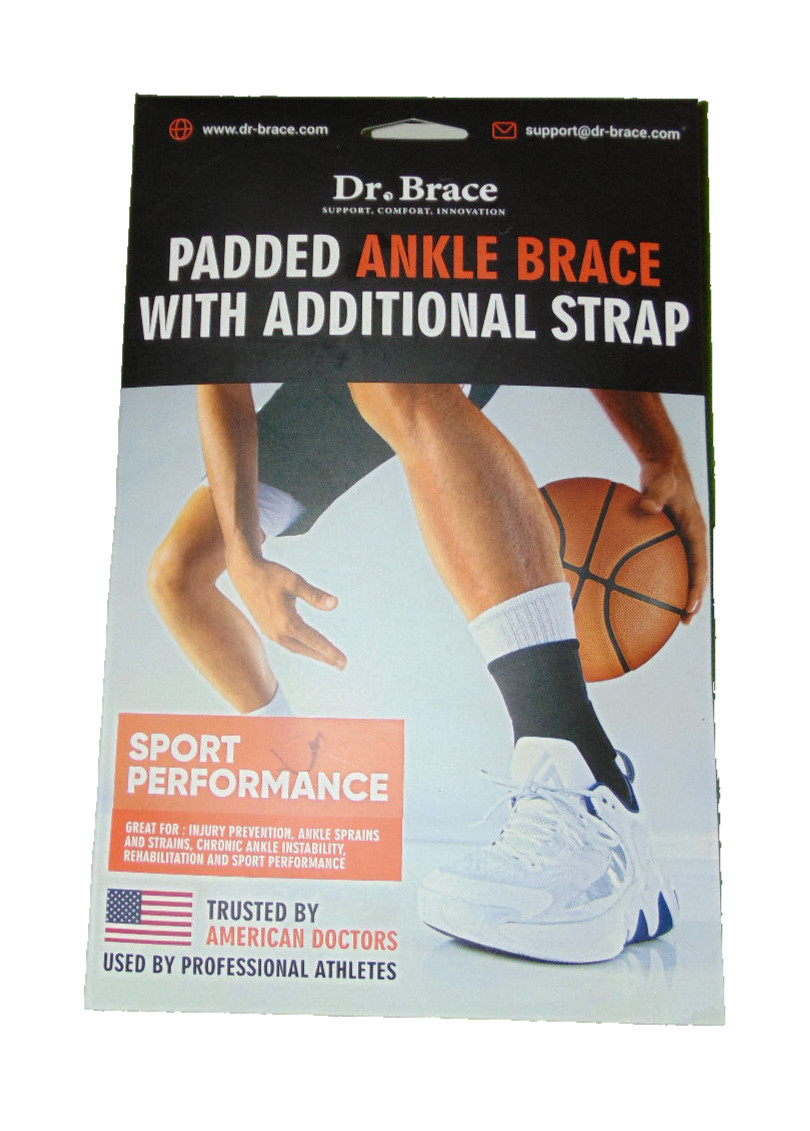 Dr. Brace Padded Ankle Brace With Additional Strap Large Adult New
