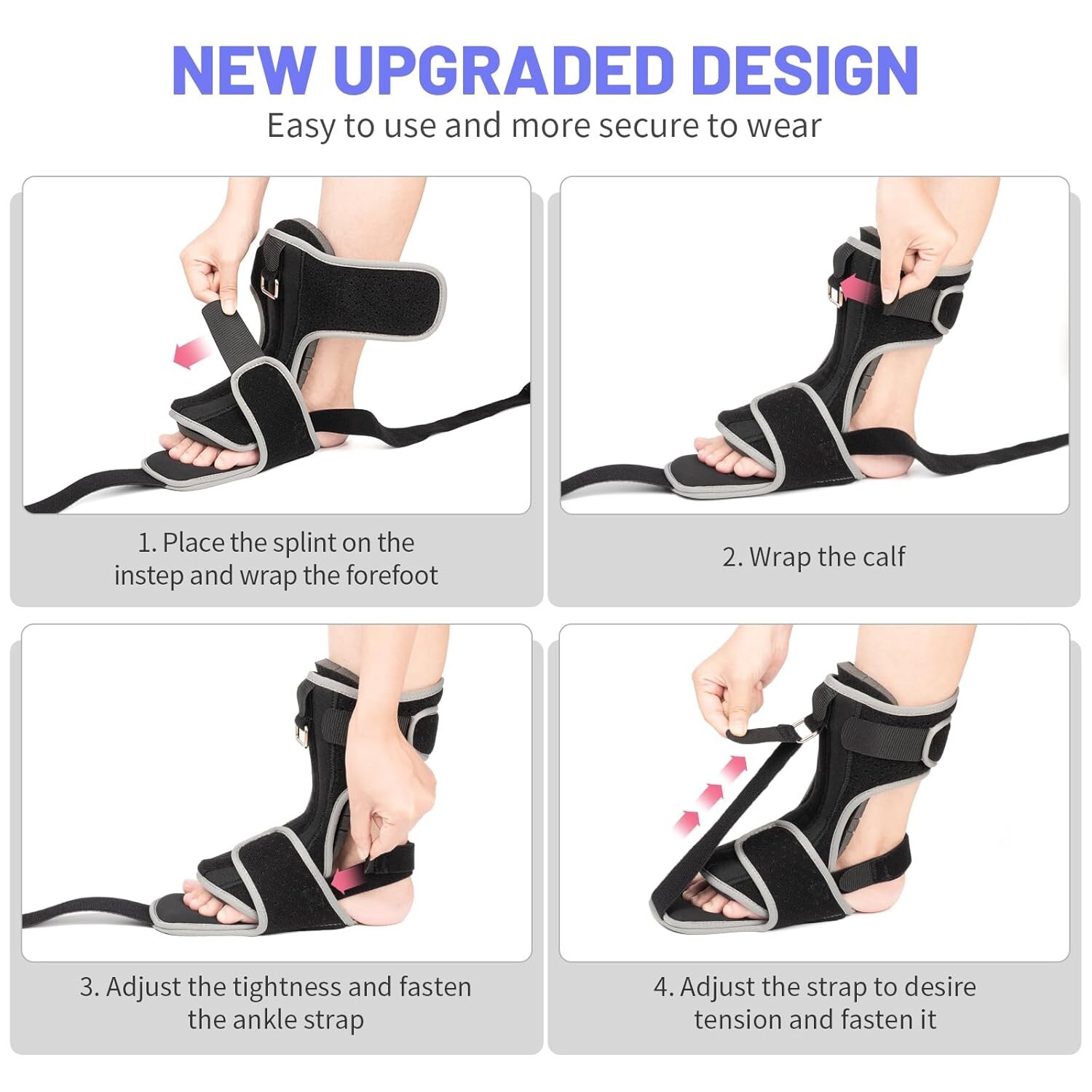 Foot & Ankle Brace Support Toe Pain Plantar Fasciitis Night Splint Adjustable