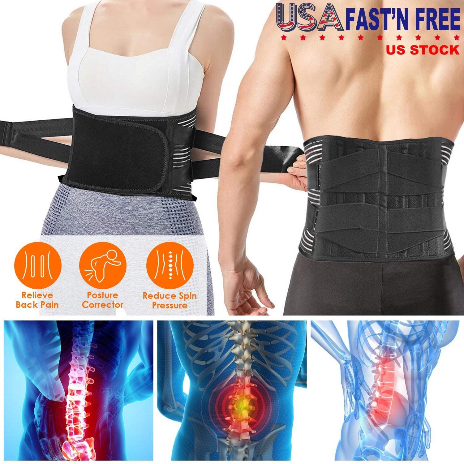 Back Support Brace Breathable Mesh Lumbar Support BeltÊAdjustable Lower Back Bra