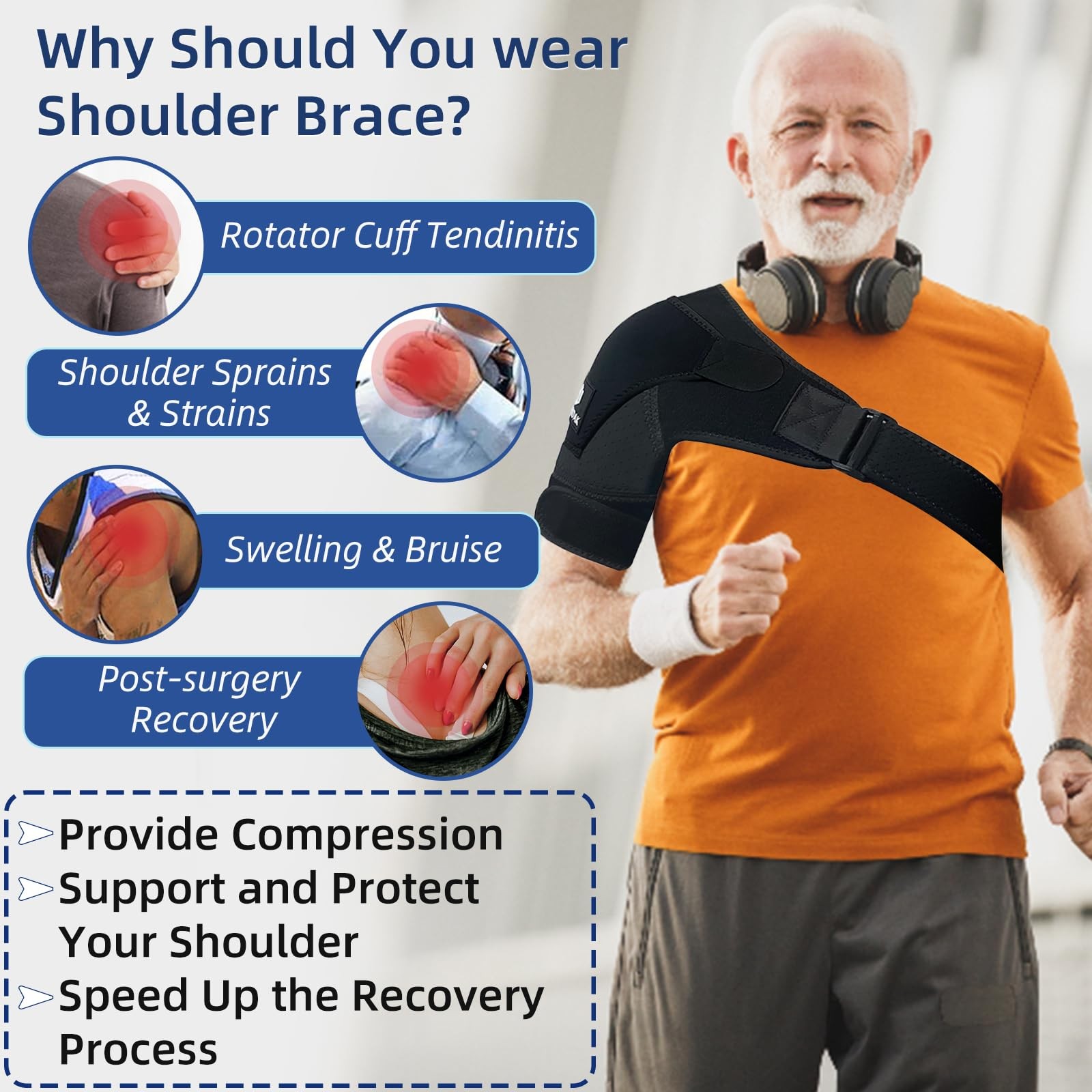 Shoulder Brace Compression Sleeve Immobilizer Wrap Rotator Cuff Tendonitis