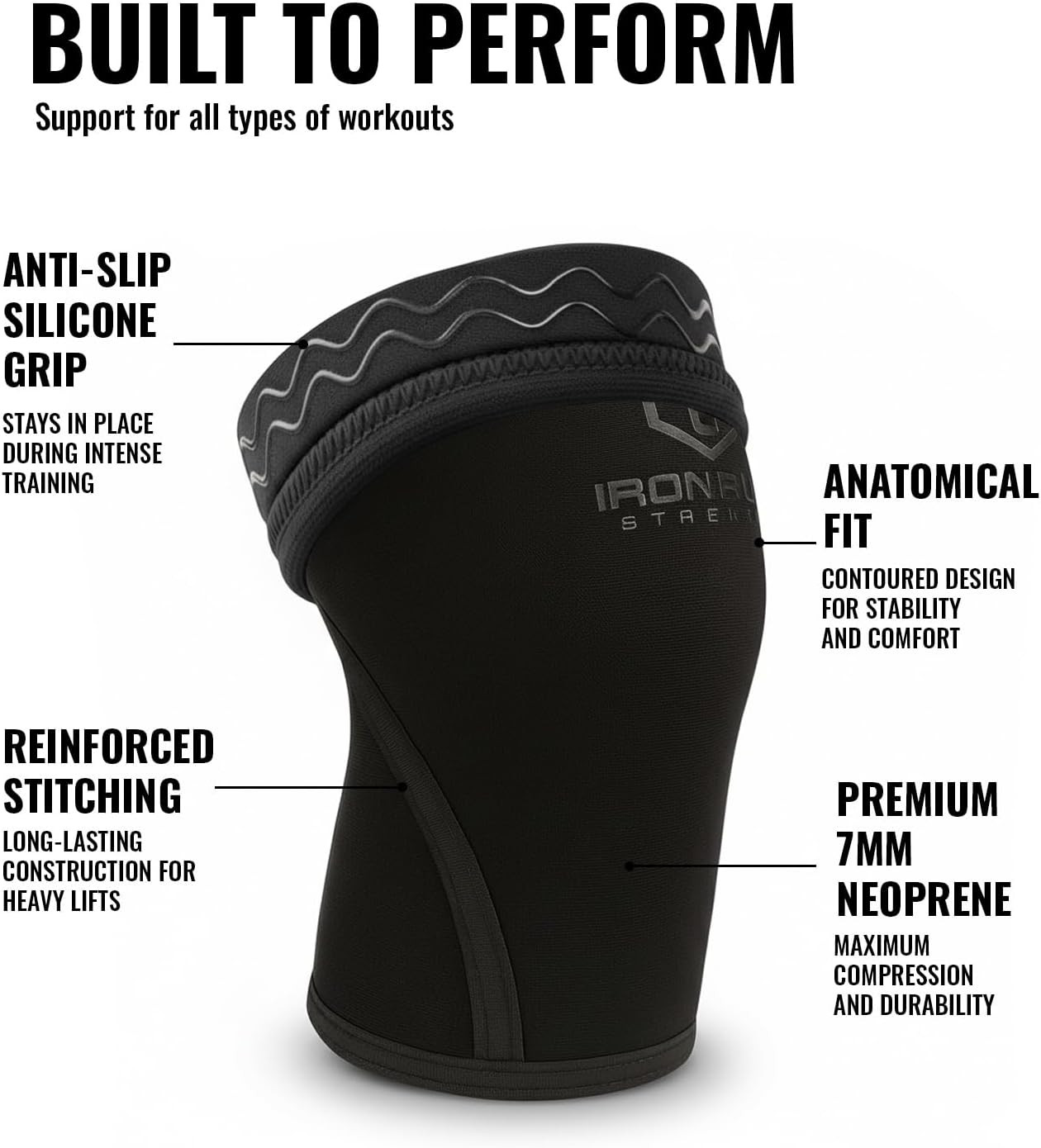 Knee Sleeves 7Mm (1 Pair) – Compression Brace & Knee Sleeve for Weightlifting, P