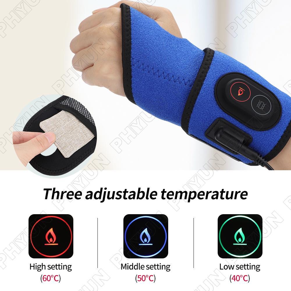 USB Electric Heated Wrist Massage Hand Joint Pain Relief Health Care Brace Blue