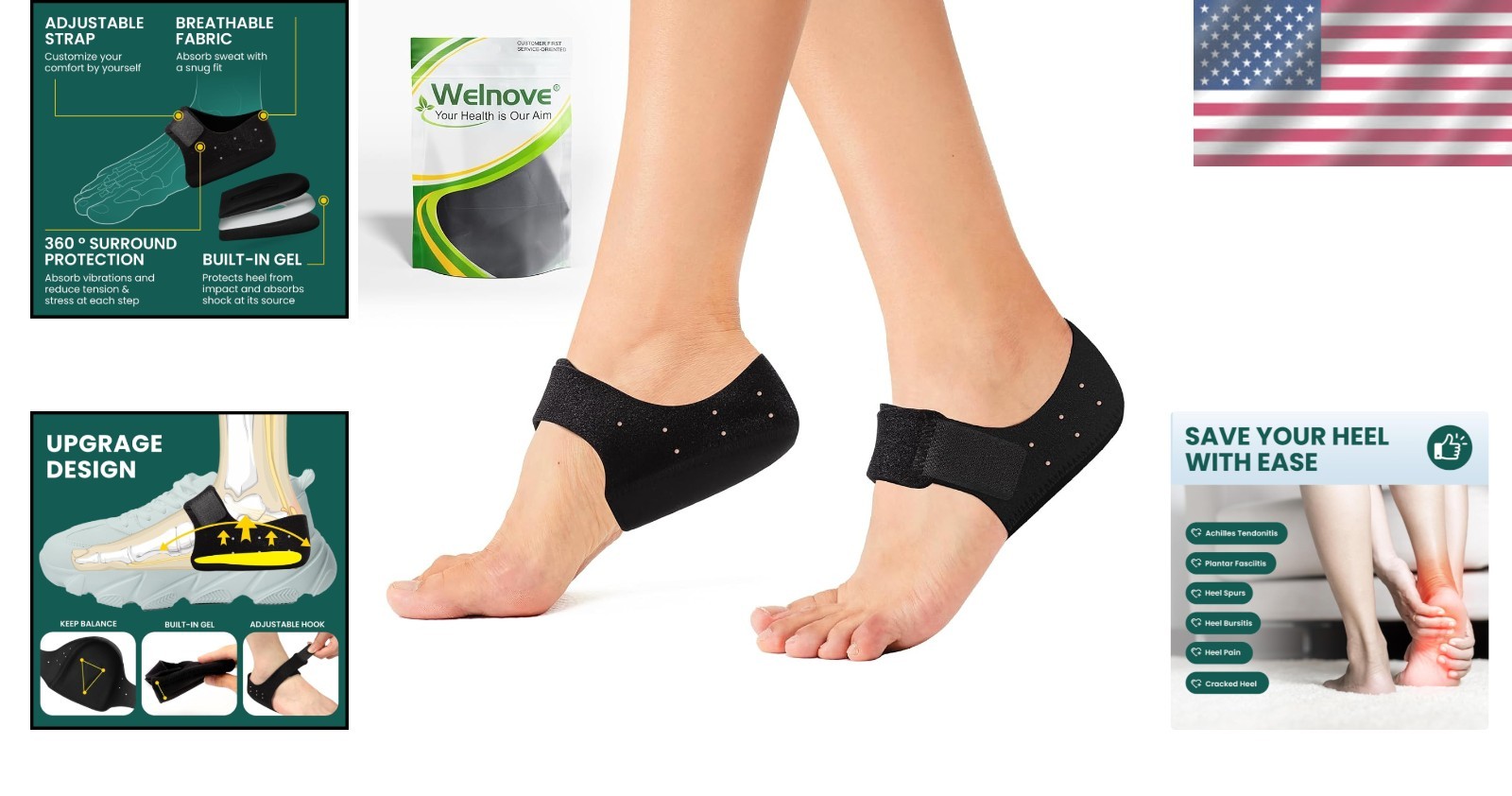 Cushioned Heel Cups – 2PCS Lightweight & Breathable Protectors for Cracked Heels