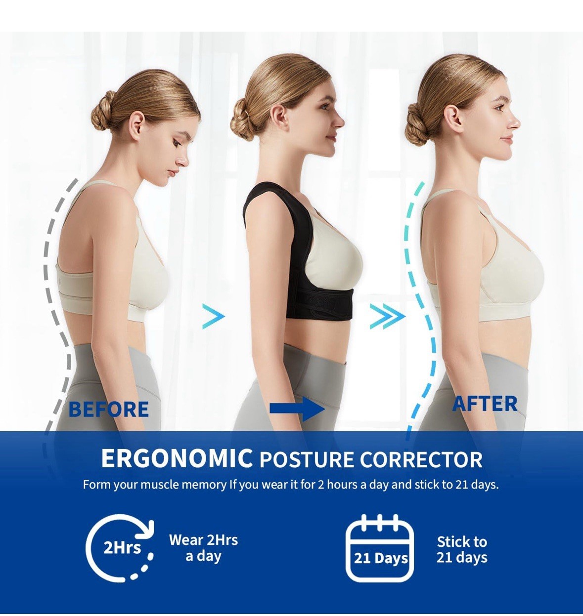 JMPose Posture Corrector Adjustable Upper Back Brace Women Small