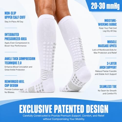 Ankle Support Compression Socks 3 Packs Massage Large Black+white+grey-3 Packs