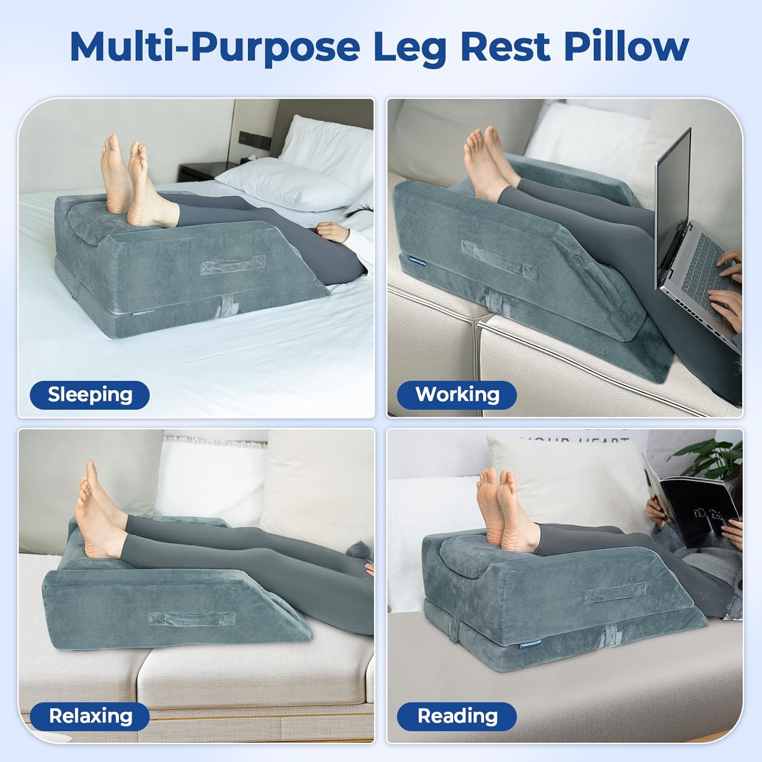 Adjustable Memory Foam Leg Elevation Pillows for Pain Relief & Comfort