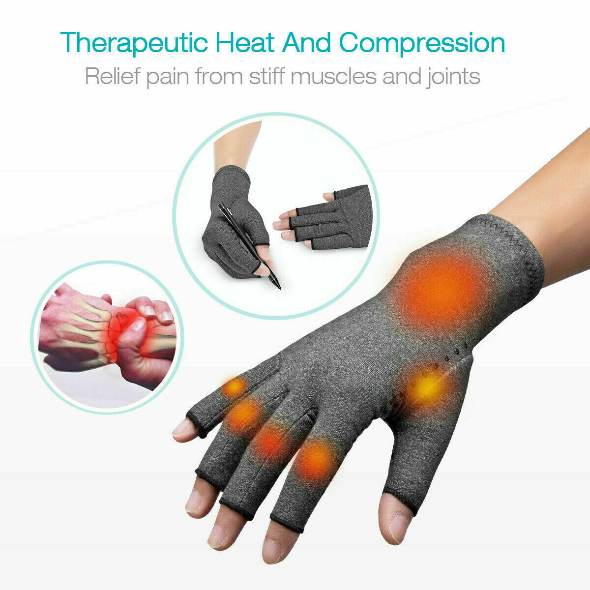 Copper Compression Gloves Carpal Tunnel Arthritis Pain Relief Therapeutic Brace