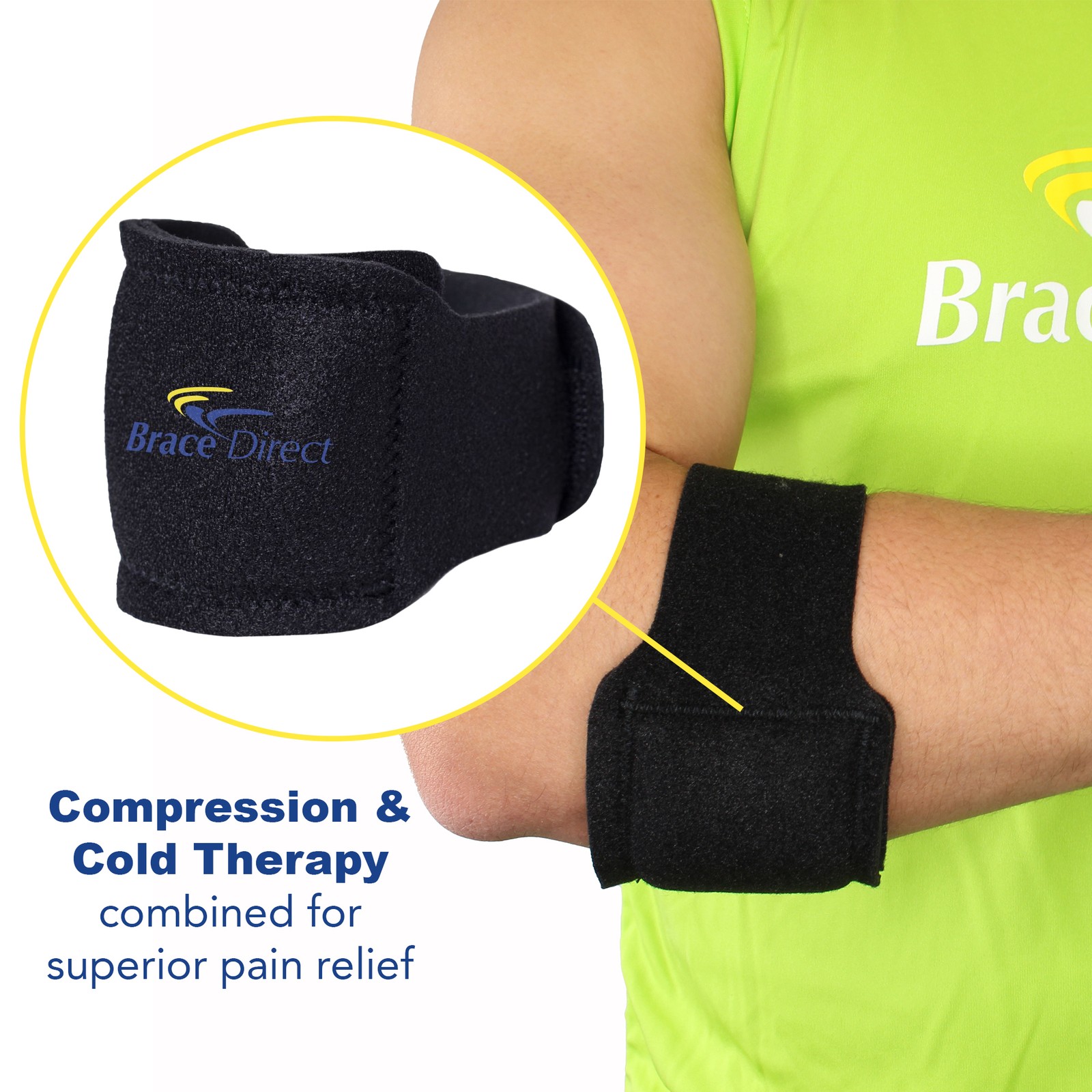 Tennis & Golf Elbow Cold Gel Therapy Brace Compress- Reusable Ice Pack Wrap