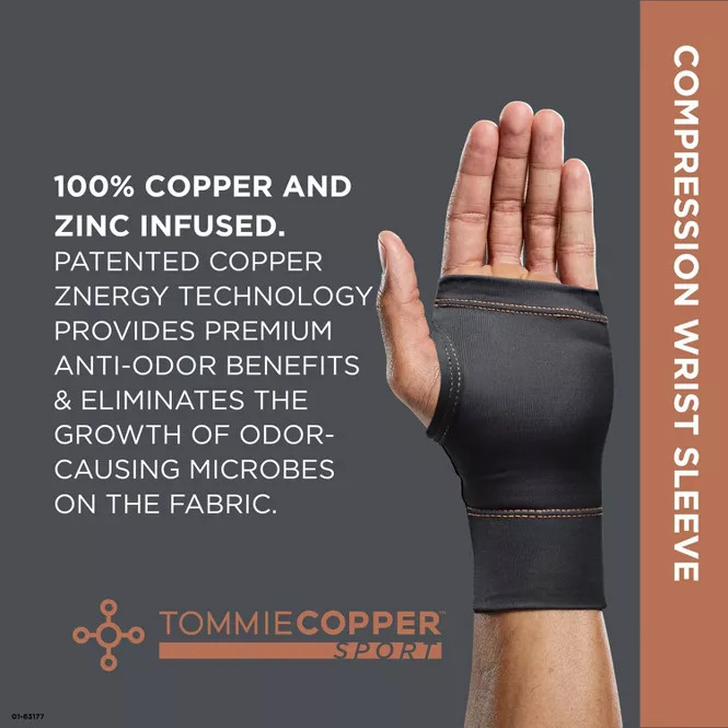 TOMMIE COPPER SPORT COMPRESSION WRIST SLEEVE LARGE/XL – BLACK