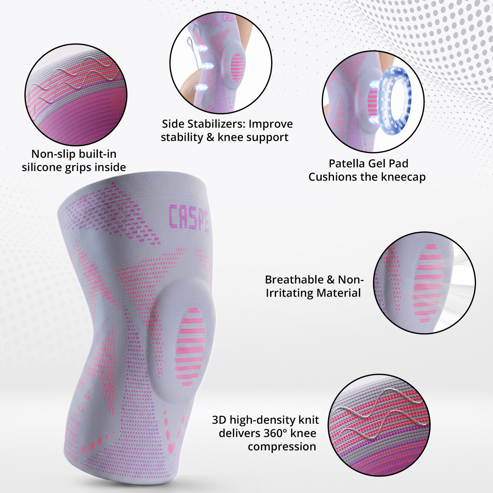 Caspe Woman Men for Knee Pain Knee Support with Patella Gel Pad Arthritis Relief
