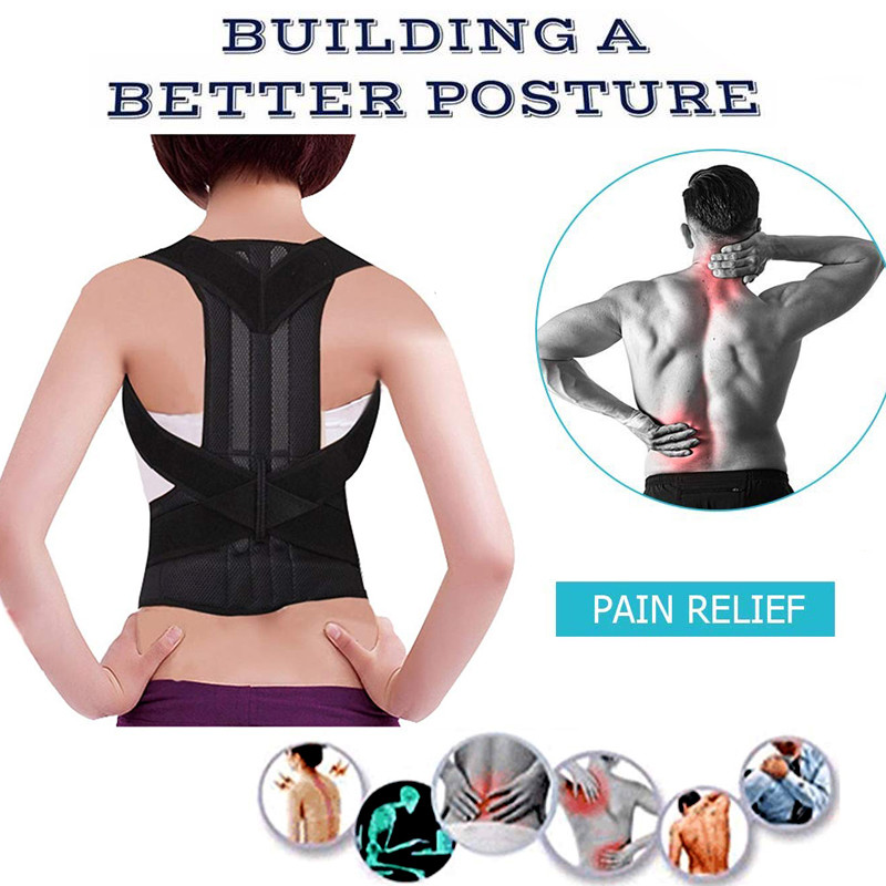 Adjustable Blue Back Support Posture Safety Brace Shoulder Belt Vest Strap US