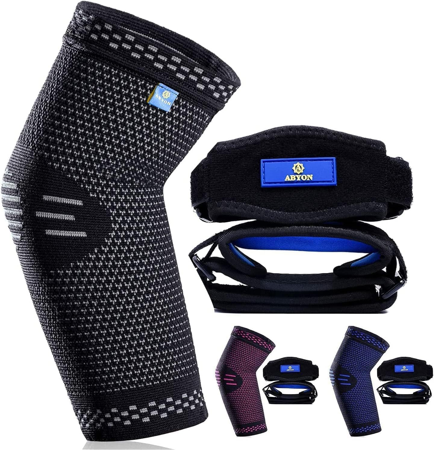 Compression Elbow Support, 1 Piece Compression Sleeve + 2 Pcs Tennis Elbow Pads