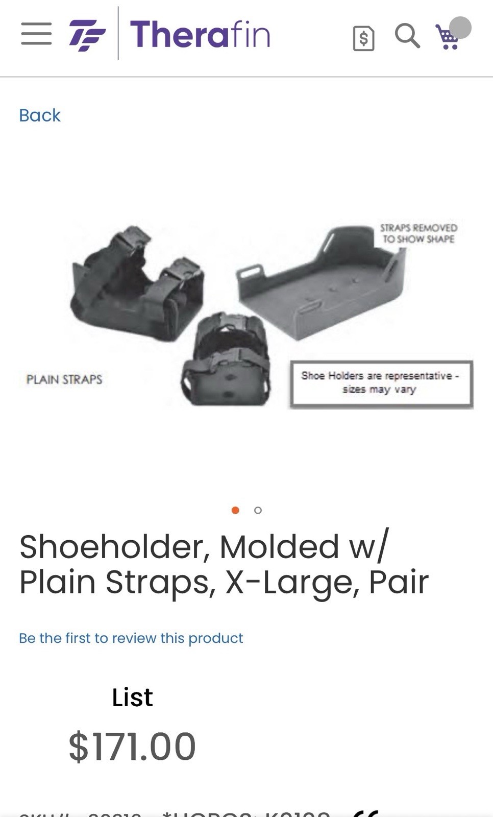 Therafin Black Plastic Shoe Holder Molded with straps
