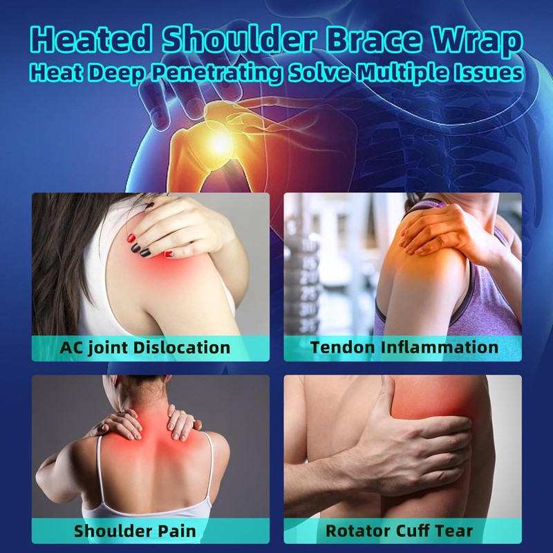 USB Plug Electric Heated Shoulder Massager Joint Support Vibration Relief Pain