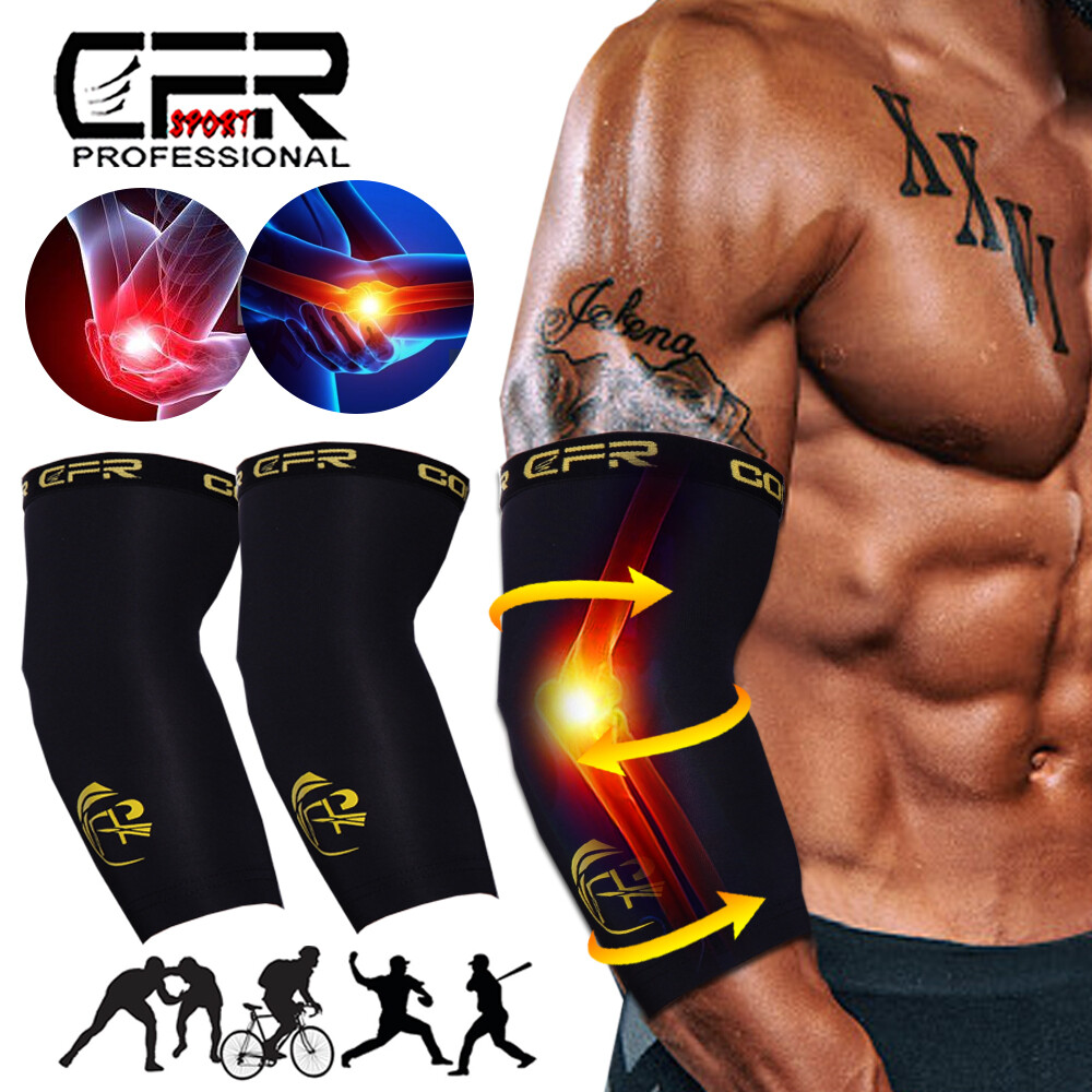 Copper Arm Compression Elbow Sleeve Brace Wrap Support Arthritis Tendonitis Pain