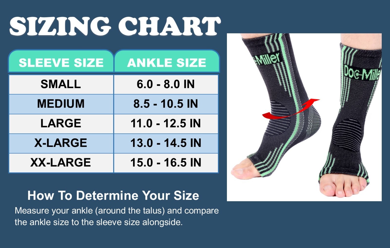 Doc Miller Ankle Compression Brace Sleeve Plantar Fasciitis Sport Shin Splint
