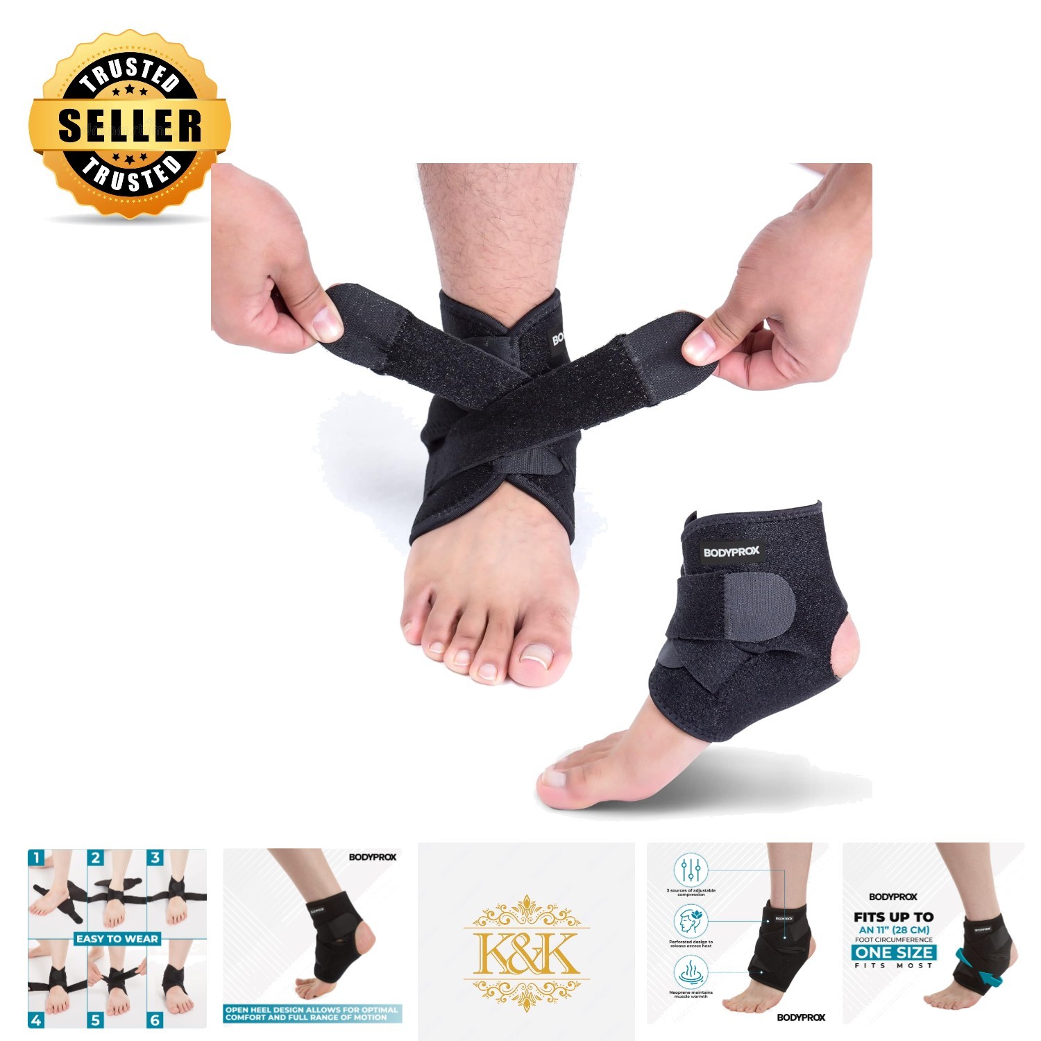 Breathable Adjustable Ankle Support Brace for Sports & Daily Use – One Size