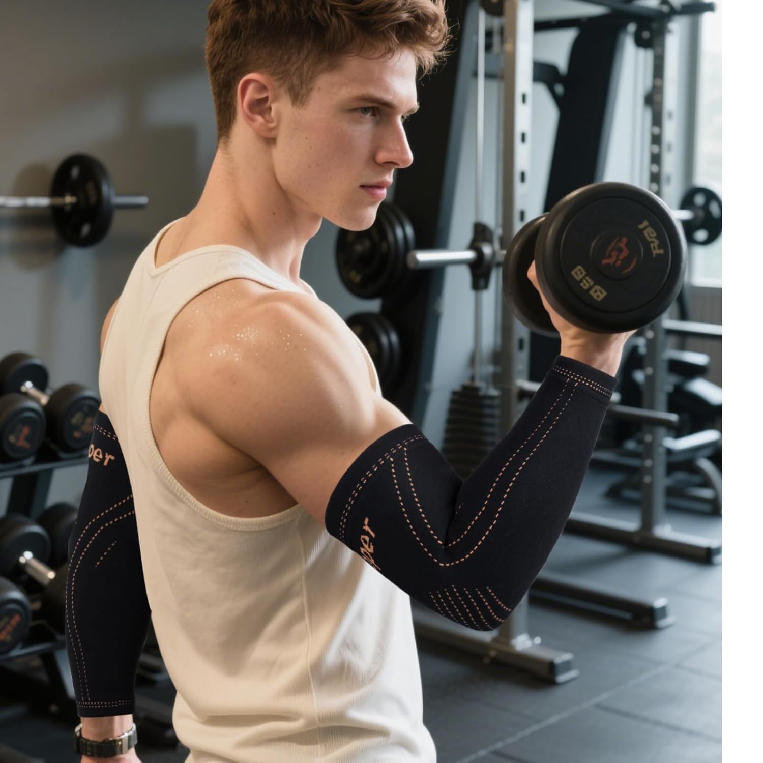 Breathable Arm Compression Sleeve Pair for Dual-Action Sports Recovery, Medium