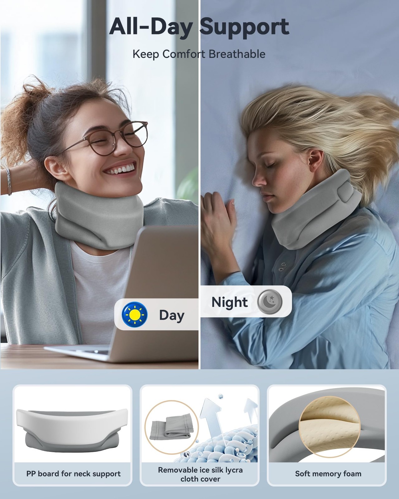 Neck Brace Cervical Collar – Neck Support Brace for Sleeping, Soft Foam Wraps…
