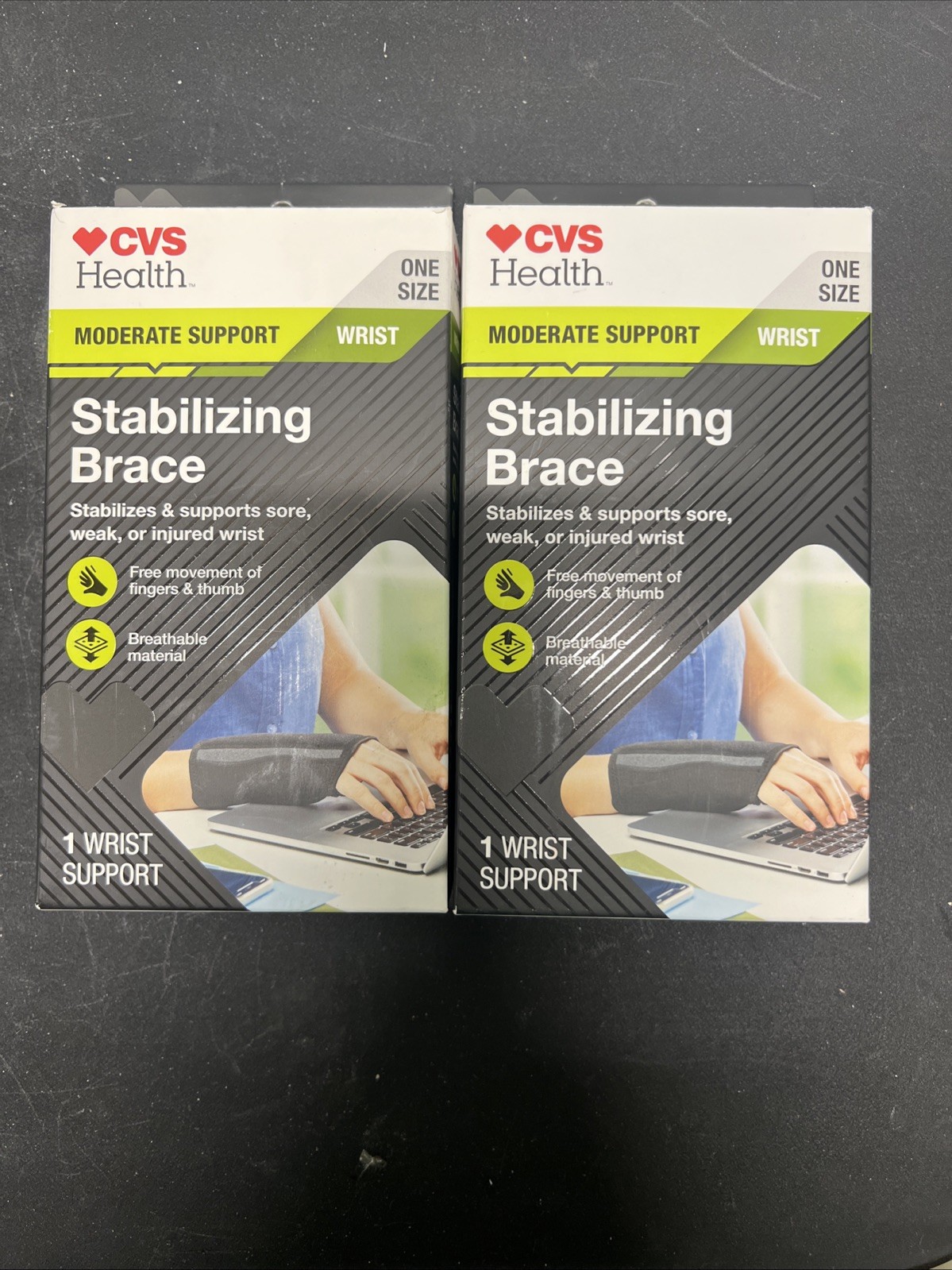 2x CVS Health Wrist Moderate Support Stabilizing Brace One Size …W