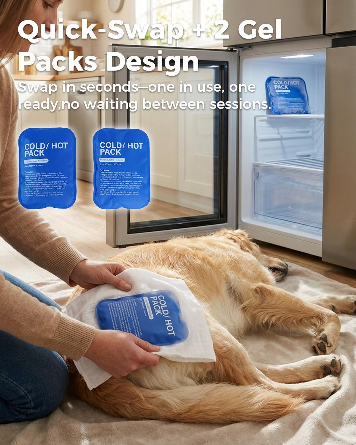 Hip Brace for Dogs with Hot & Cold Therapy, 2 Gel Packs Included-XL | Quick-swap
