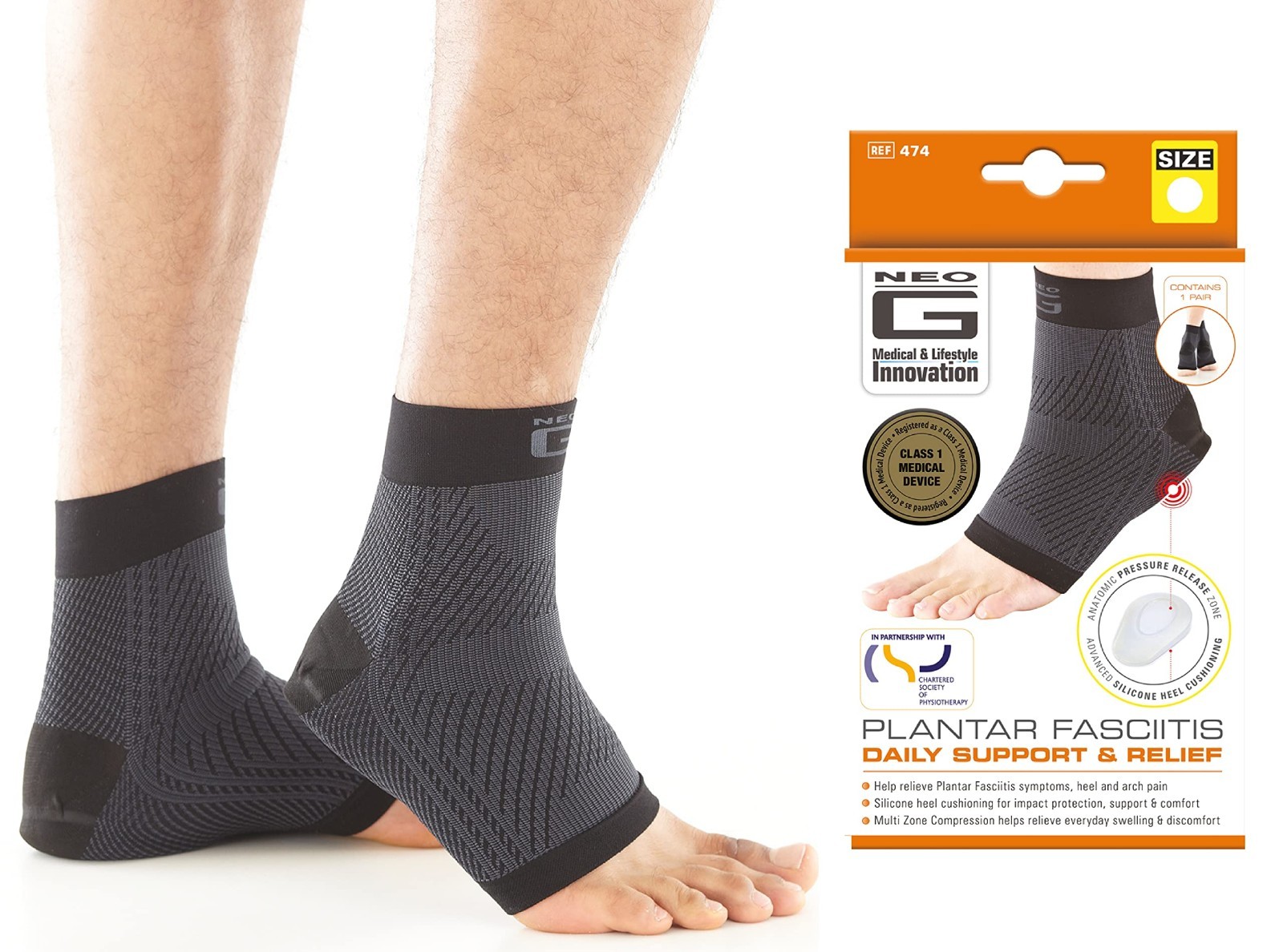 Plantar Fasciitis Compression Socks – Heel & Arch Pain Relief, Silicone Cushion