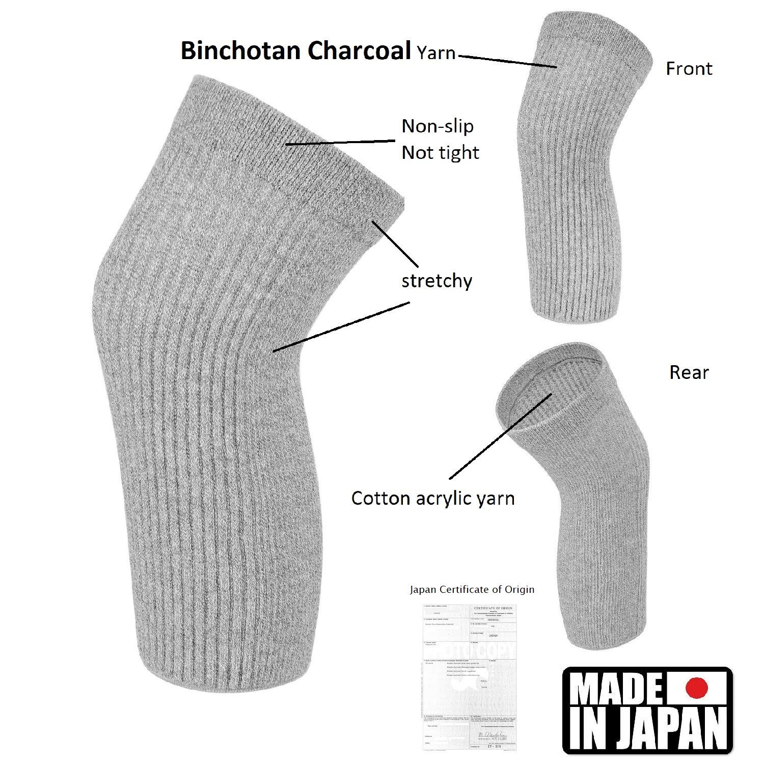 Cotton Knee Warmers Sleeves Women Men Arthritis Joint Support Grey Soft Sleep