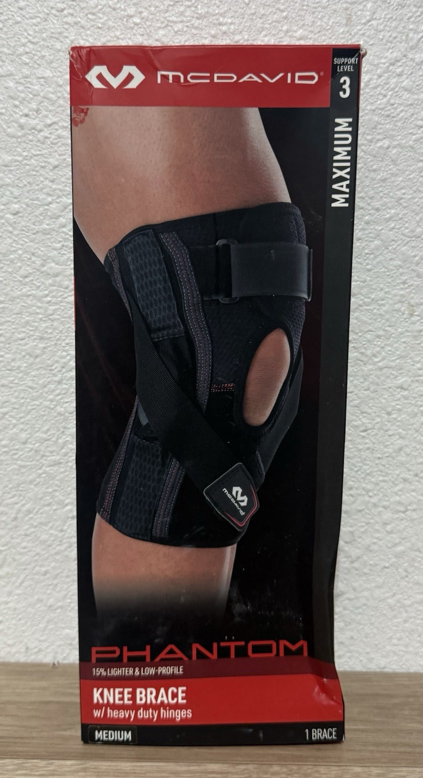 McDavid Phantom Knee Brace Support Level 3 Maximum Black Medium MD30310