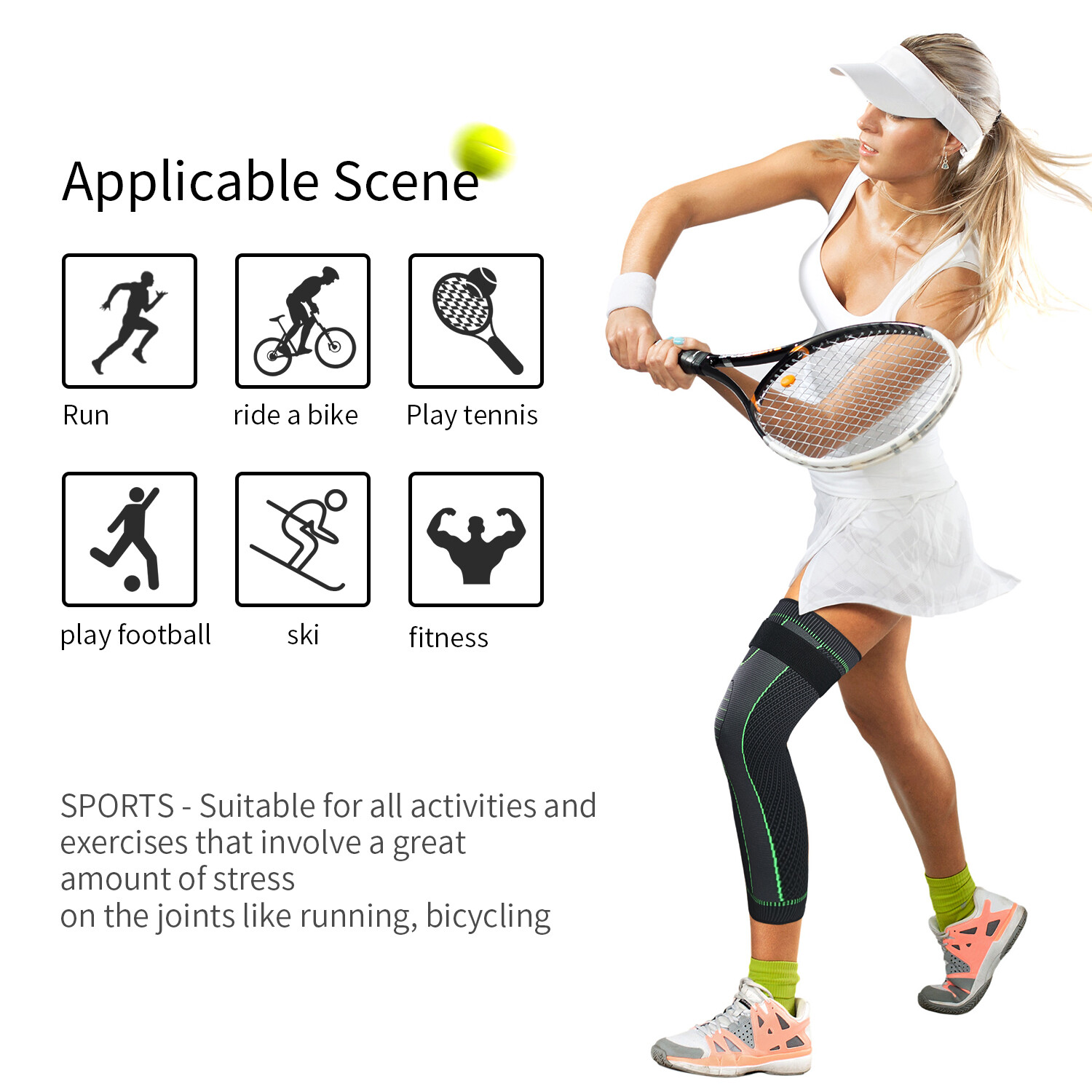 Leg Support Brace With Strap Thigh High Compression Sleeve Socks Pain Relief US